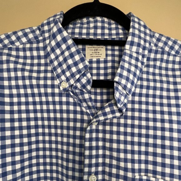 J. Crew Blue Check Button Down | Size L - Picture 3 of 5
